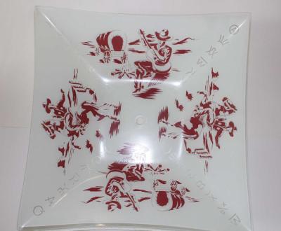 Vintage Hand Painted Glass Cowboy with covered wagon ceiling - Thumbnail 3