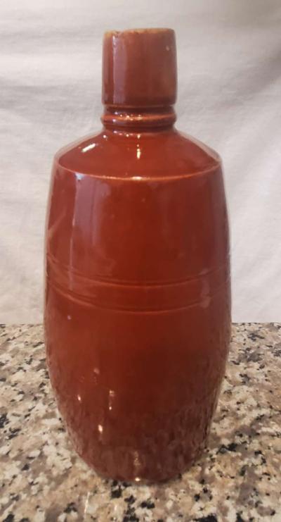 Vintage 1970s Portugal Ceramic Bottle in Red Brown - Thumbnail 6