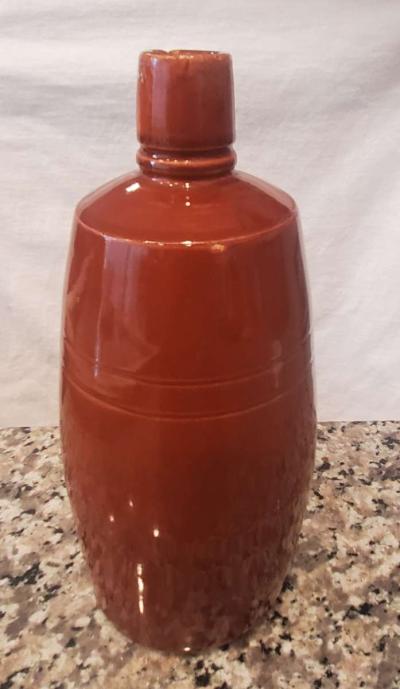 Vintage 1970s Portugal Ceramic Bottle in Red Brown - Thumbnail 5