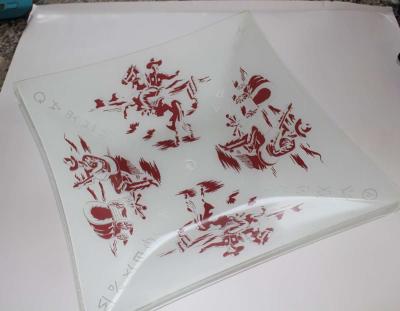 Vintage Hand Painted Glass Cowboy with covered wagon ceiling - Thumbnail 2