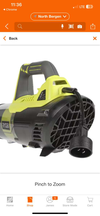 RYOBIa 135 MPH 440 CFM 8 Amp Electric Jet Fan Blower - Thumbnail 3