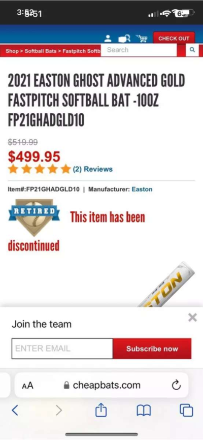 Easton Ghost Advanced Gold Fastpitch Softball Bat - Thumbnail 5