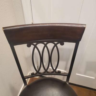 2 Wood Metal Used Black Bar Stools Chairs - Thumbnail 3