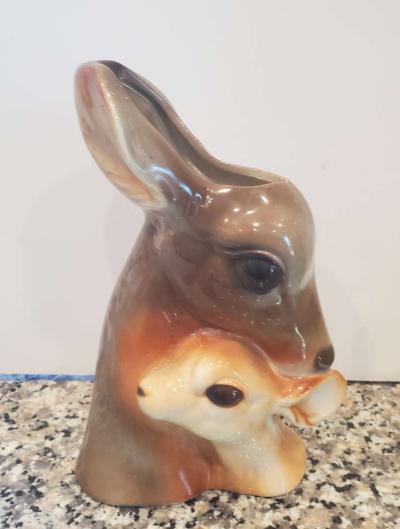 1950s Vintage Deer Bambi  Royal Copley Deer and Doe Planter - Thumbnail 3