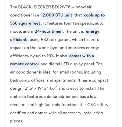 Like New 12OOO BTU BLACK N DECKER AIRCONDITIONER - Thumbnail 4
