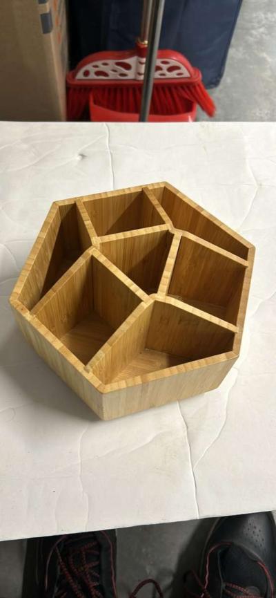 Desktop Storage Box Bamboo And Wood Storage box turns 360Gre - Thumbnail 2