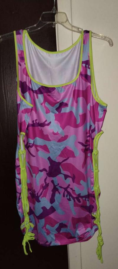Plus size 4X Camoflauge sexy tie up mini tank dress - Thumbnail 3