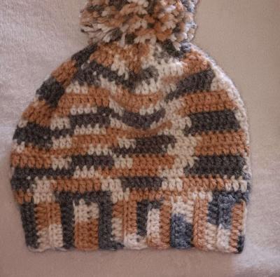 Handmade Crochet Childrens Beanie with Pompom - Thumbnail 2