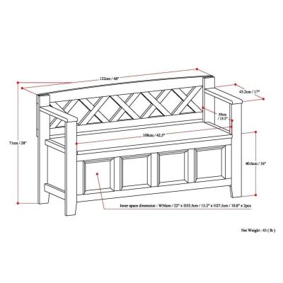 Amherst Entryway WoodStorage Bench - Thumbnail 3