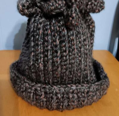 Grey Crochet Adult Beanie - Thumbnail 2