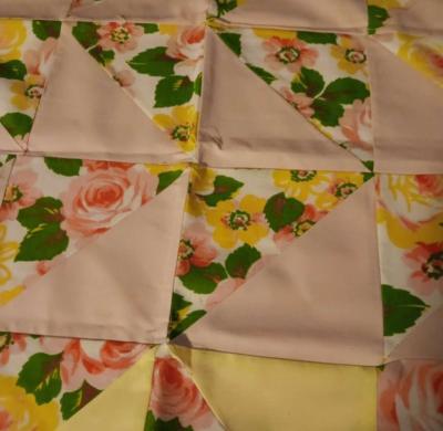 Handmade Quilted Table Topper Yellow Pink - Thumbnail 2
