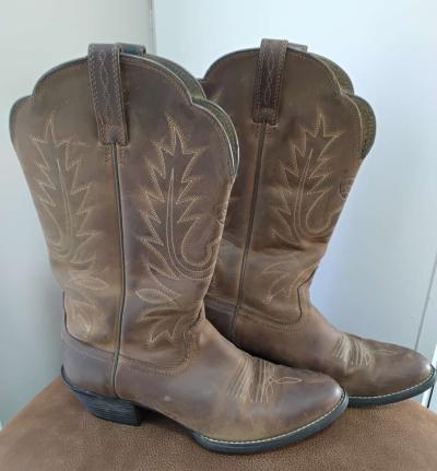 ARIAT WOMENS WESTERN BOOTS SIZE 65 COWGIRL BROWN LEATHER - Thumbnail 5