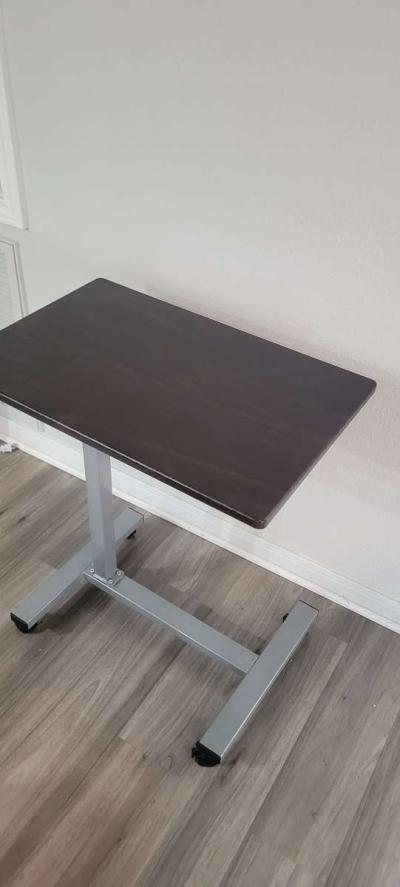 Adjustable Overbed Bedside Table With Wheels - Thumbnail 2