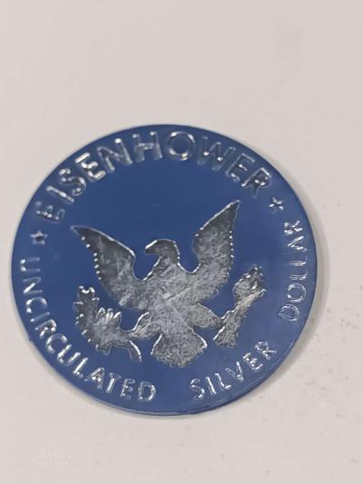 Eisenhower Silver Dollar BLUE IKE Plastic Token Poker CHIP M - Thumbnail 2
