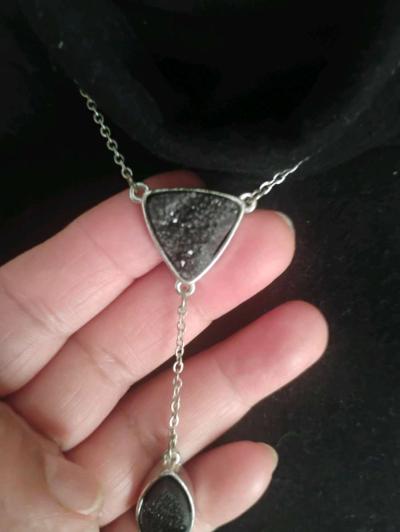 Fabulous Black Druzy Quartz Necklace - Thumbnail 4