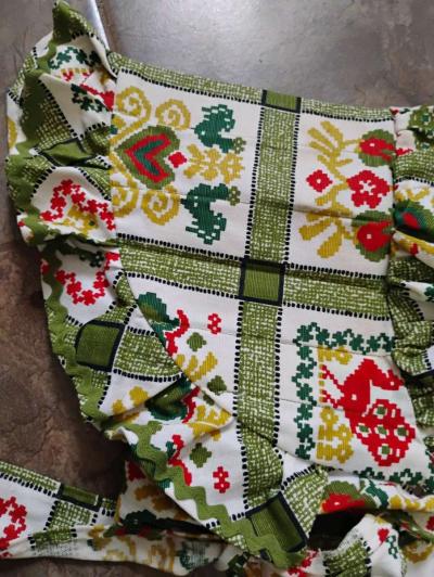 Vintage Floral green Bonnet - Thumbnail 3