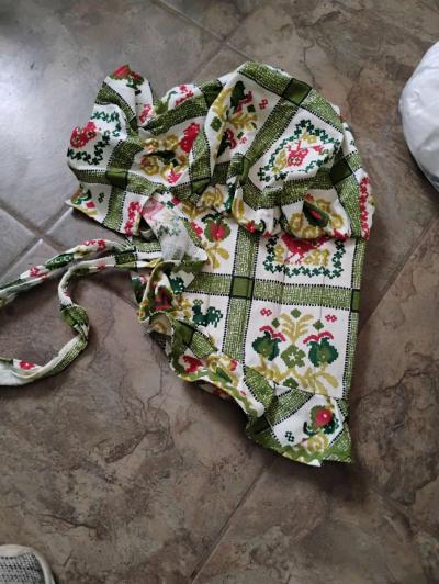 Vintage Floral green Bonnet - Thumbnail 5