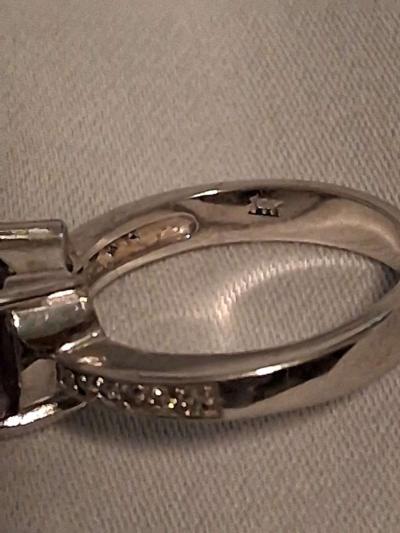 14k white gold diamond and amethyst ring - Thumbnail 6