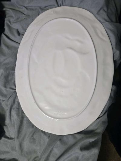 Vintage TURKEY PLATTER  Embossed Ceramic Hand Painted JAPAN - Thumbnail 3