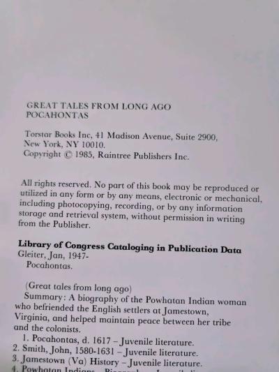 Great Tales From Long Ago Pocahontas - Thumbnail 3