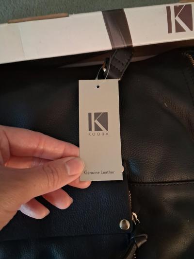 Kooba 12 Inch Black Leather Tote Bag Purse - Thumbnail 6
