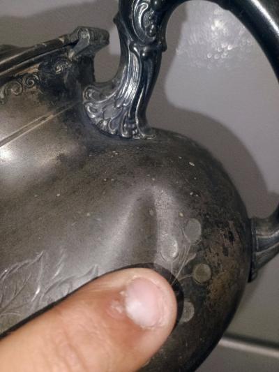 Antique Homan Silver Co Quadrupl Plate Teapot Vintage 1 Dent - Thumbnail 7