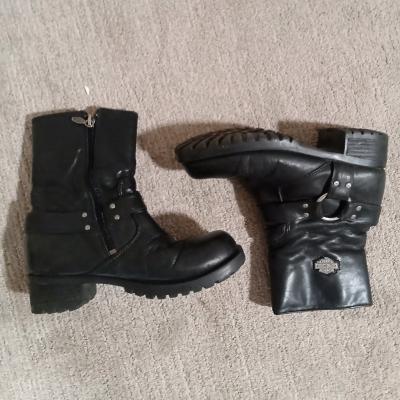 Womens 65 Y2K Used VTG Harley Davidson Moto Boots - Thumbnail 2