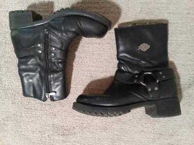 Womens 65 Y2K Used VTG Harley Davidson Moto Boots - Thumbnail 3