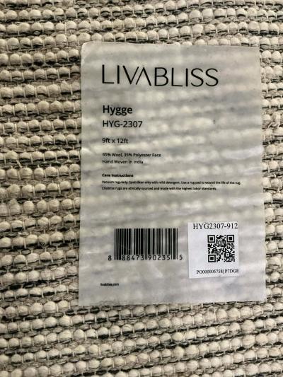 Brand New Livabliss Hygge 9x12 Wool Rug  Factory Damage on E - Thumbnail 3