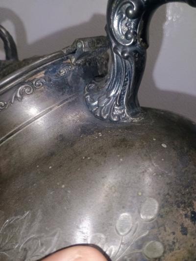 Antique Homan Silver Co Quadrupl Plate Teapot Vintage 1 Dent - Thumbnail 6