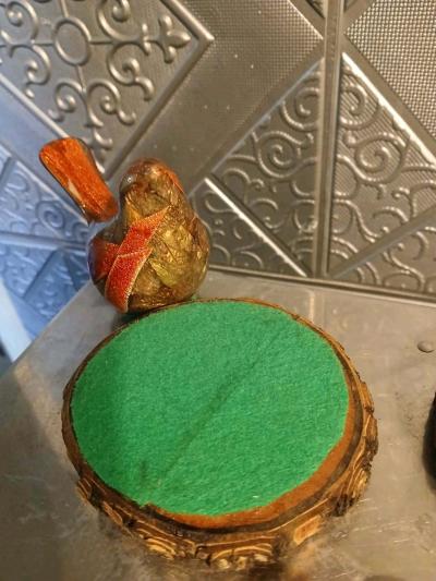 Bird Figurine Handmade Collectible Bird Wood Stand Art - Thumbnail 7