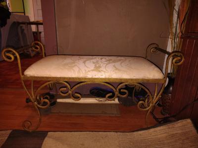 antique wrought iron vanity bench - Thumbnail 4