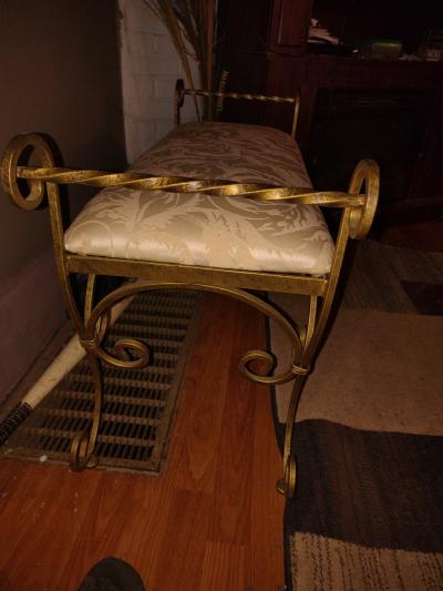 antique wrought iron vanity bench - Thumbnail 3