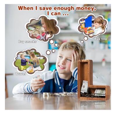 Letter L Wooden Coin Bank - Thumbnail 5